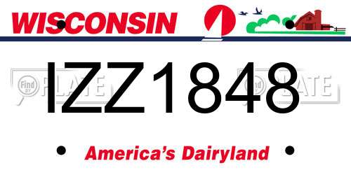 IZZ1848 Wisconsin License Plate