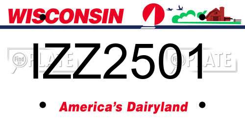 IZZ2501 Wisconsin License Plate