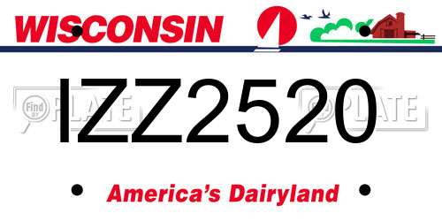 IZZ2520 Wisconsin License Plate