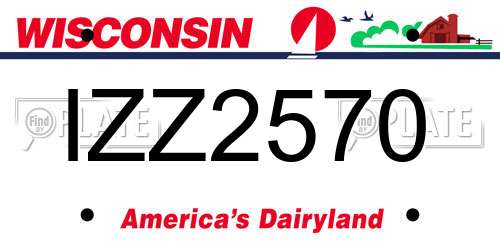 IZZ2570 Wisconsin License Plate