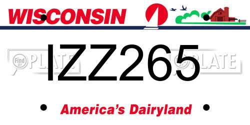 IZZ265 Wisconsin License Plate