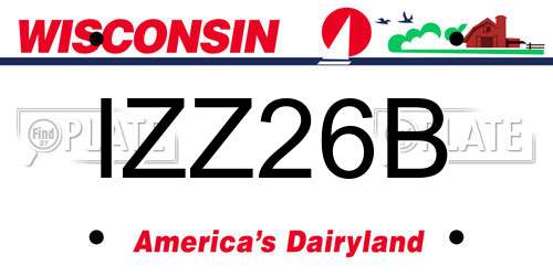 IZZ26B Wisconsin License Plate
