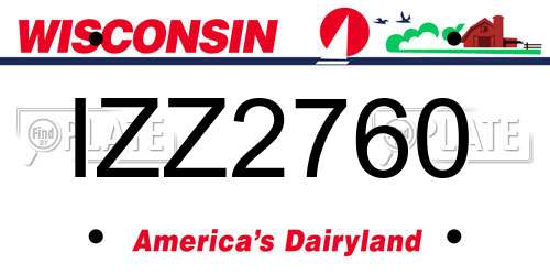 IZZ2760 Wisconsin License Plate