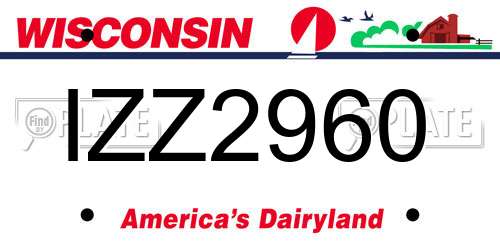 IZZ2960 Wisconsin License Plate