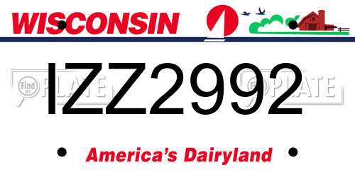 IZZ2992 Wisconsin License Plate