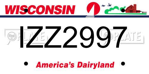 IZZ2997 Wisconsin License Plate