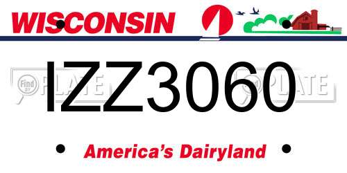 IZZ3060 Wisconsin License Plate