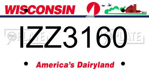 IZZ3160 Wisconsin License Plate