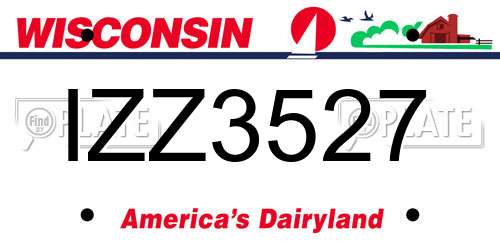 IZZ3527 Wisconsin License Plate