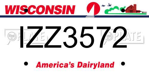 IZZ3572 Wisconsin License Plate