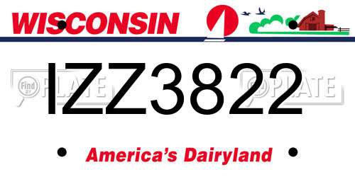 IZZ3822 Wisconsin License Plate