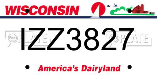 IZZ3827 Wisconsin License Plate
