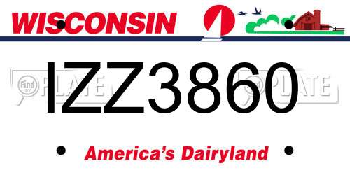 IZZ3860 Wisconsin License Plate