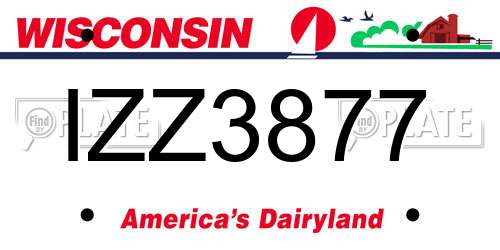 IZZ3877 Wisconsin License Plate