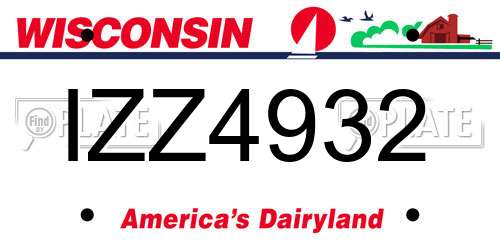 IZZ4932 Wisconsin License Plate