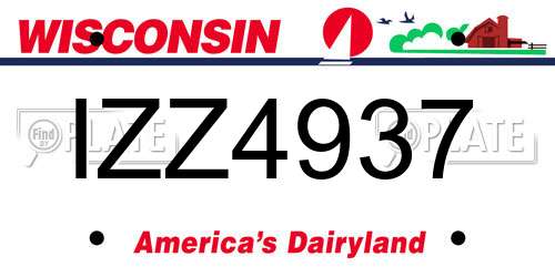 IZZ4937 Wisconsin License Plate