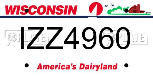 IZZ4960 Wisconsin License Plate