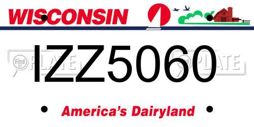 IZZ5060 Wisconsin License Plate