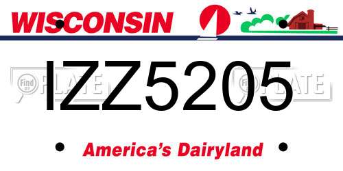 IZZ5205 Wisconsin License Plate