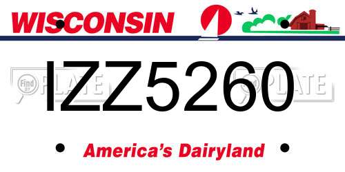 IZZ5260 Wisconsin License Plate