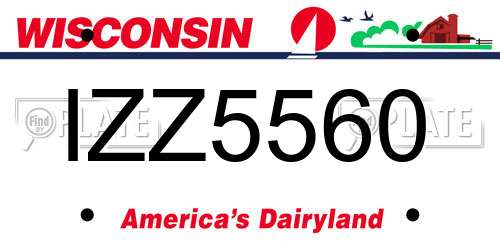 IZZ5560 Wisconsin License Plate
