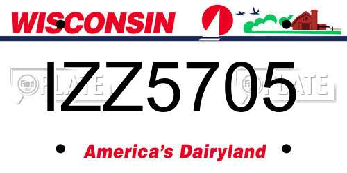 IZZ5705 Wisconsin License Plate