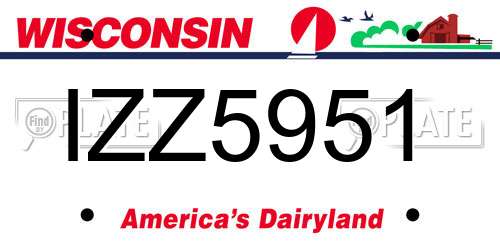 IZZ5951 Wisconsin License Plate