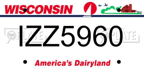 IZZ5960 Wisconsin License Plate