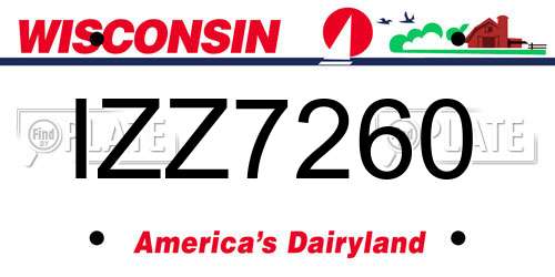 IZZ7260 Wisconsin License Plate