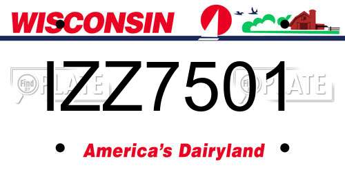 IZZ7501 Wisconsin License Plate