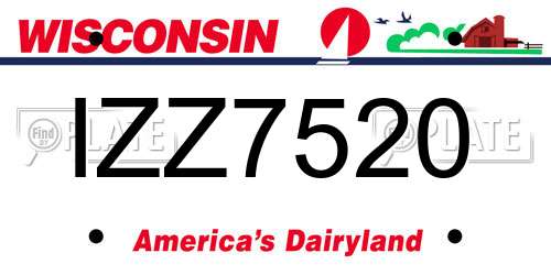 IZZ7520 Wisconsin License Plate