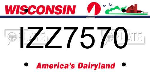 IZZ7570 Wisconsin License Plate
