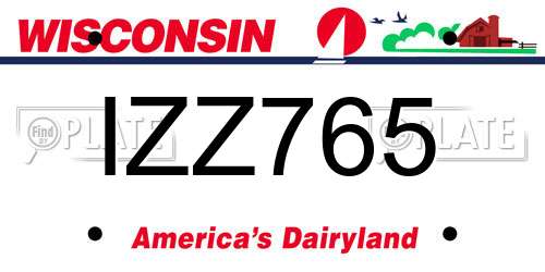 IZZ765 Wisconsin License Plate