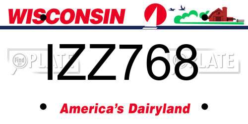 IZZ768 Wisconsin License Plate