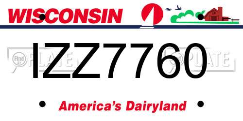 IZZ7760 Wisconsin License Plate