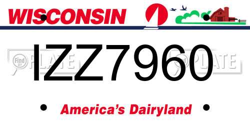 IZZ7960 Wisconsin License Plate
