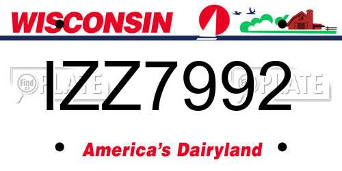 IZZ7992 Wisconsin License Plate