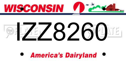 IZZ8260 Wisconsin License Plate