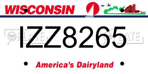 IZZ8265 Wisconsin License Plate