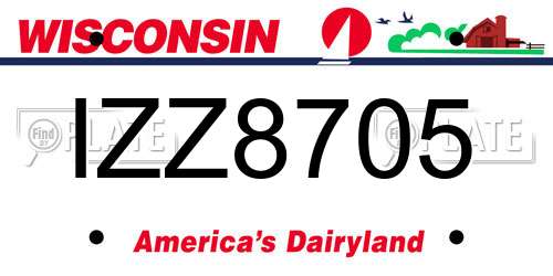 IZZ8705 Wisconsin License Plate