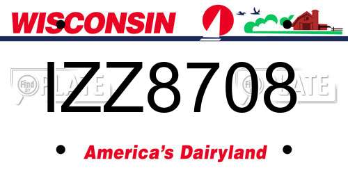 IZZ8708 Wisconsin License Plate