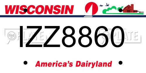 IZZ8860 Wisconsin License Plate