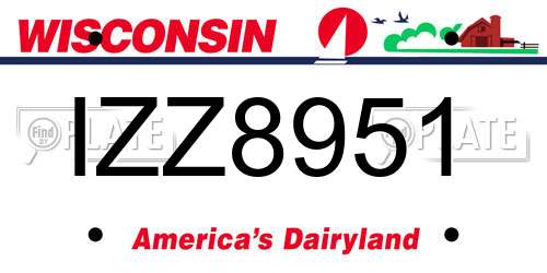 IZZ8951 Wisconsin License Plate