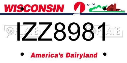 IZZ8981 Wisconsin License Plate