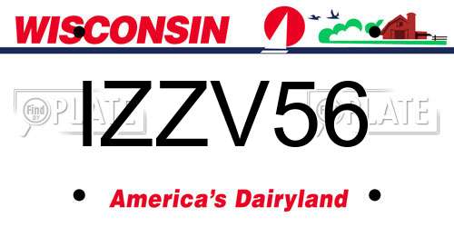 IZZV56 Wisconsin License Plate