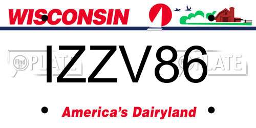 IZZV86 Wisconsin License Plate