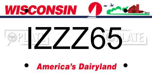 IZZZ65 Wisconsin License Plate