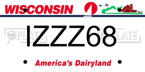 IZZZ68 Wisconsin License Plate