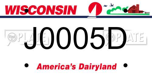 J0005D Wisconsin License Plate
