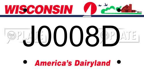 J0008D Wisconsin License Plate